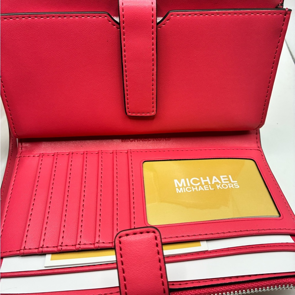 MICHAEL KORS Lg Ombré Signature Logo Double Zip Wristlet Wallet 
Hibiscus pink - Picture 2 of 8